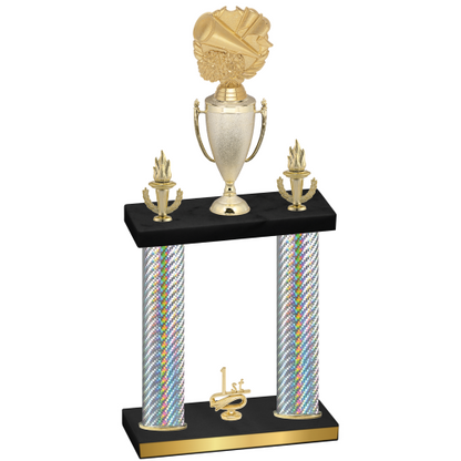 Double Silver Carbon Fiber First Place Cheerleading Trophy