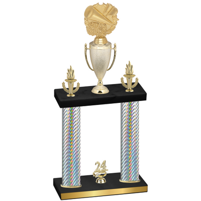 Double Silver Carbon Fiber Year Cheerleading Trophy
