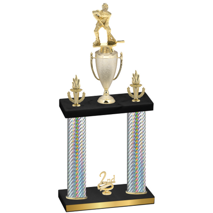 Double Silver Carbon Fiber Second Place Hockey Trophy