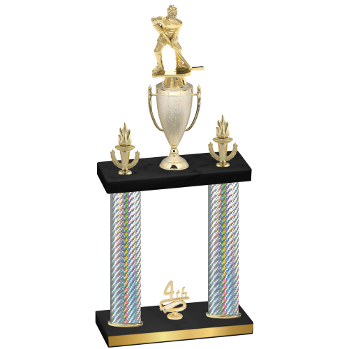 Double Silver Carbon Fiber Fourth Place Hockey Trophy