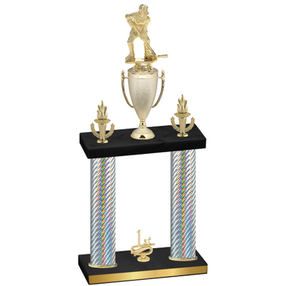 Double Silver Carbon Fiber First Place Hockey Trophy