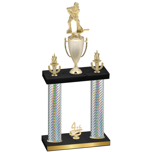 Double Silver Carbon Fiber Fourth Place Hockey Trophy