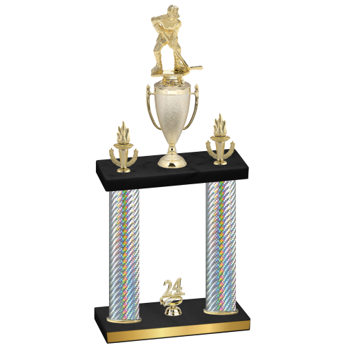 Double Silver Carbon Fiber Year Hockey Trophy