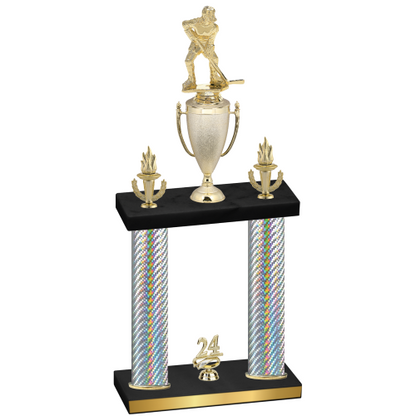 Double Silver Carbon Fiber Year Hockey Trophy
