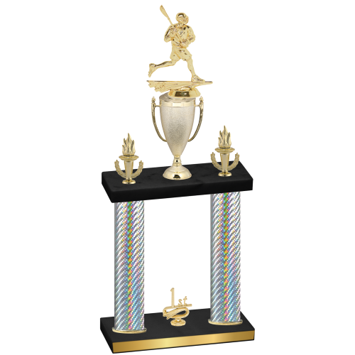 Double Silver Carbon Fiber First Place Lacrosse Trophy