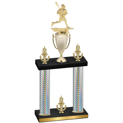 Double Silver Carbon Fiber Victory Lacrosse Trophy