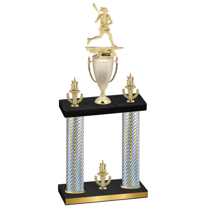 Double Silver Carbon Fiber Victory Lacrosse Trophy