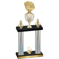 Double Silver Carbon Fiber Second Place Basketball Trophy