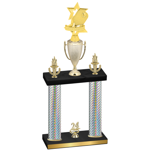 Double Silver Carbon Fiber Year Pickleball Trophy