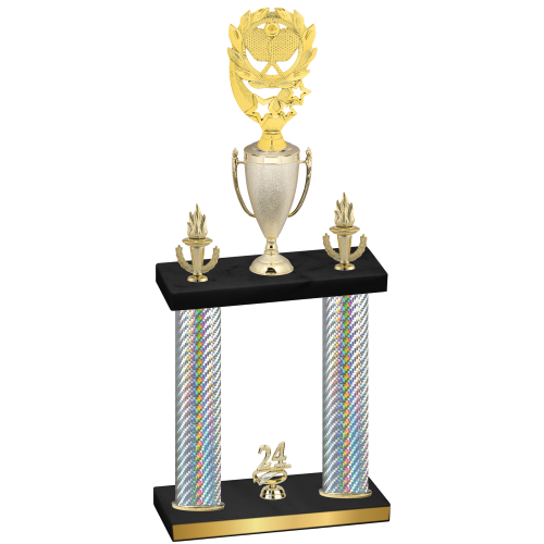 Double Silver Carbon Fiber Year Pickleball Trophy