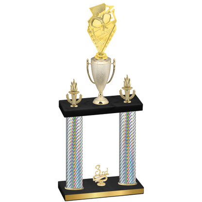 Double Silver Carbon Fiber Third Place Pickleball Trophy