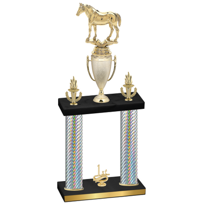 Double Silver Carbon Fiber First Place Horses Trophy