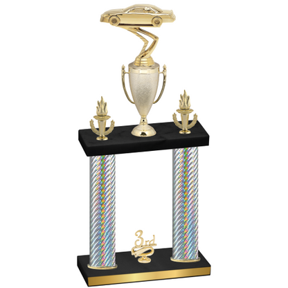 Double Silver Carbon Fiber Third Place Cars Trophy