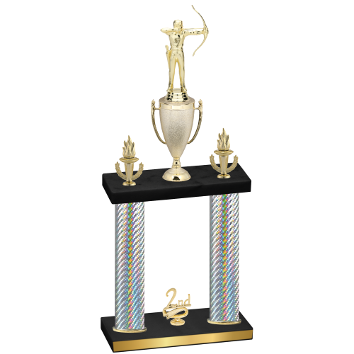 Double Silver Carbon Fiber Second Place Archery Trophy