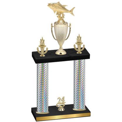 Double Silver Carbon Fiber Year Fishing Trophy