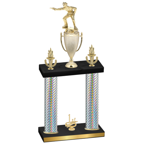 Double Silver Carbon Fiber First Place Shooter Trophy