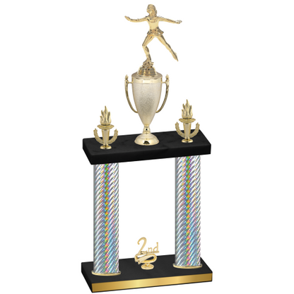 Double Silver Carbon Fiber Second Place Skater Trophy