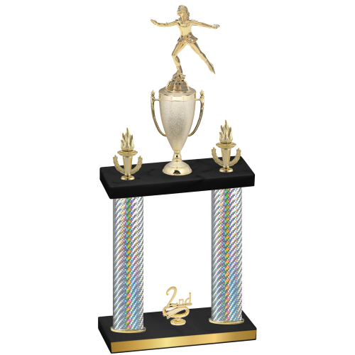 Double Silver Carbon Fiber Second Place Skater Trophy
