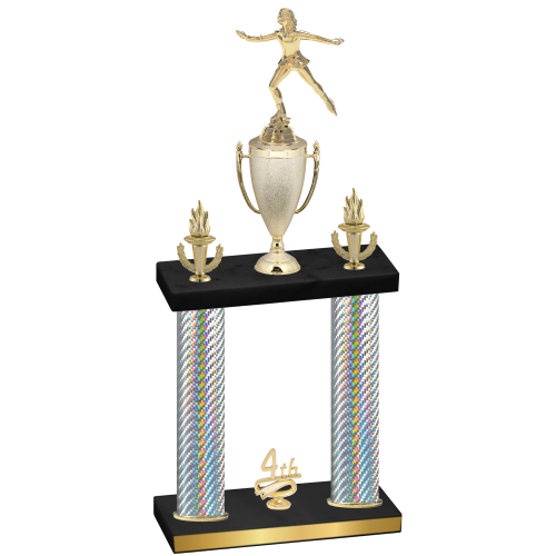 Double Silver Carbon Fiber Fourth Place Skater Trophy