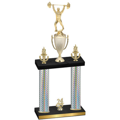 Double Silver Carbon Fiber Year Weights Trophy