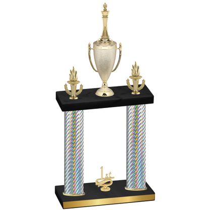 Double Silver Carbon Fiber First Place Chess Trophy