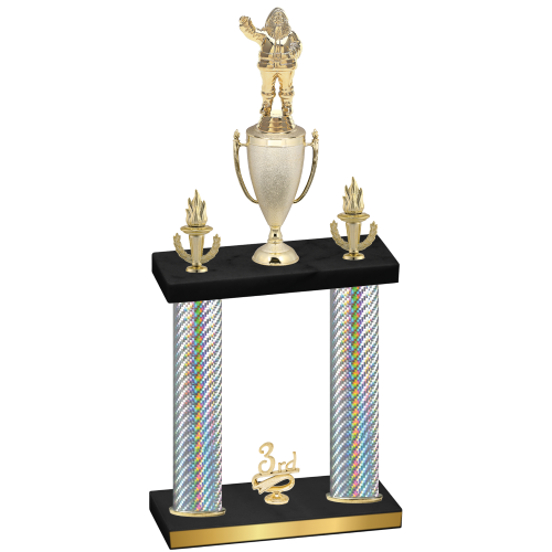 Double Silver Carbon Fiber Third Place Holiday Trophy