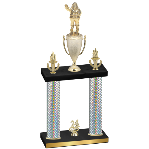 Double Silver Carbon Fiber Year Holiday Trophy