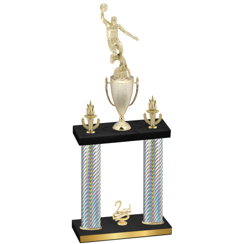 Double Silver Carbon Fiber Second Place Basketball Trophy