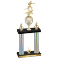 Double Silver Carbon Fiber First Place Flag Football Trophy