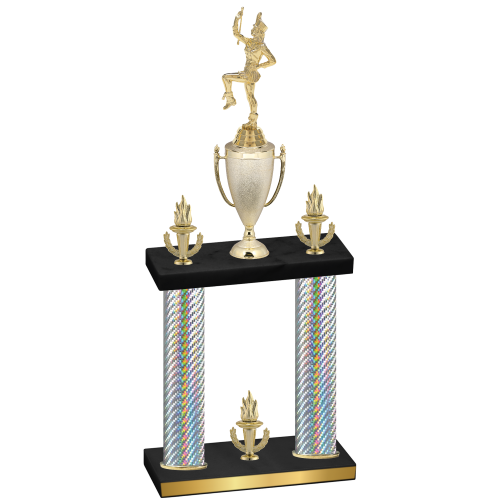 Double Silver Carbon Fiber Victory Majorette Trophy