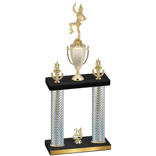 Double Silver Carbon Fiber Year Majorette Trophy