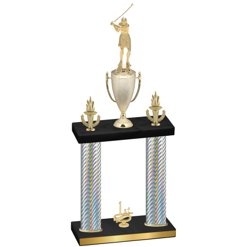Double Silver Carbon Fiber First Place Golf Trophy