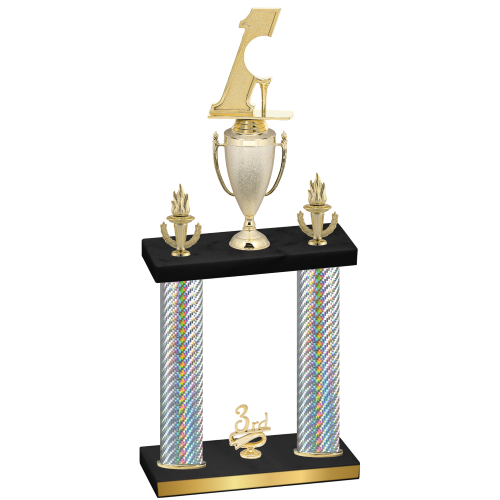 Double Silver Carbon Fiber Third Place Golf Trophy