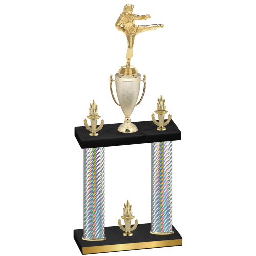 Double Silver Carbon Fiber Victory Karate Trophy