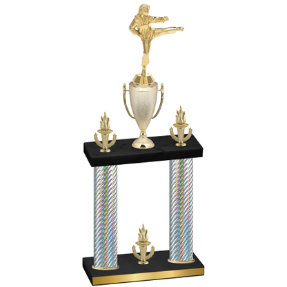 Double Silver Carbon Fiber Victory Karate Trophy