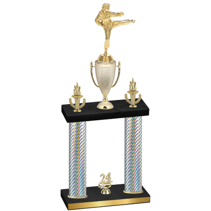 Double Silver Carbon Fiber Year Karate Trophy