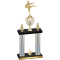 Double Silver Carbon Fiber Third Place Karate Trophy