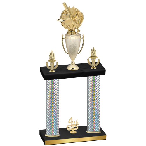 Double Silver Carbon Fiber Fourth Place Baseball Trophy