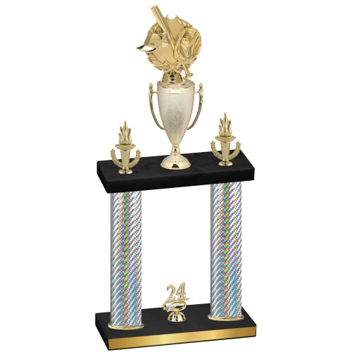 Double Silver Carbon Fiber Year Baseball Trophy