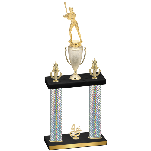 Double Silver Carbon Fiber Fourth Place Softball Trophy