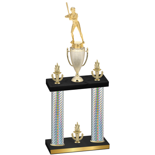 Double Silver Carbon Fiber Victory Softball Trophy