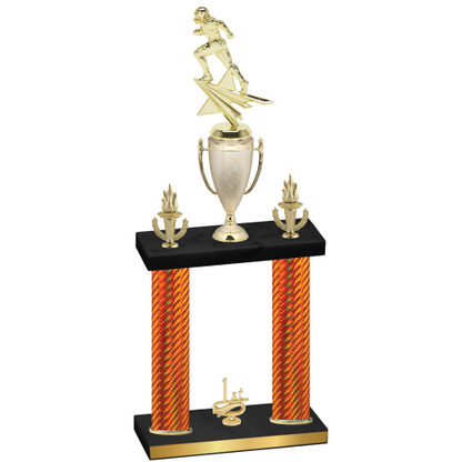 Double Orange Carbon Fiber First Place Football Trophy