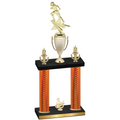 Double Orange Carbon Fiber Third Place Football Trophy