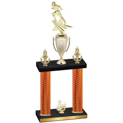 Double Orange Carbon Fiber Third Place Football Trophy