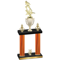 Double Orange Carbon Fiber Year Football Trophy