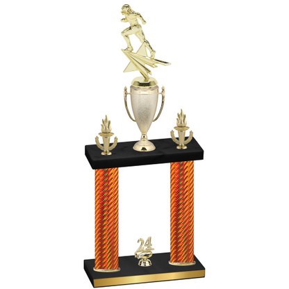 Double Orange Carbon Fiber Year Football Trophy
