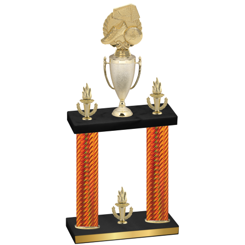 Double Orange Carbon Fiber Victory Soccer Trophy