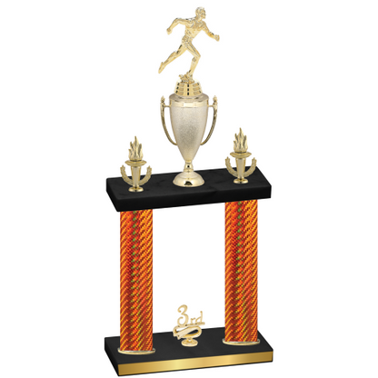 Double Orange Carbon Fiber Third Place Running Trophy