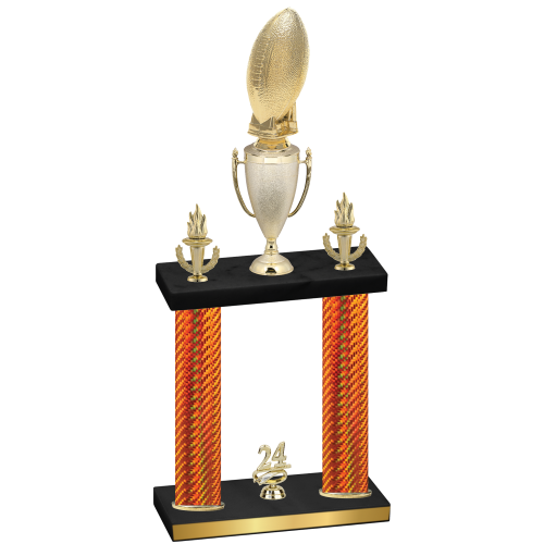 Double Orange Carbon Fiber Year Football Trophy