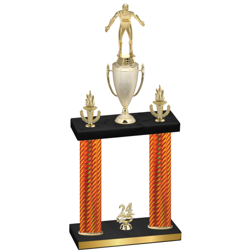 Double Orange Carbon Fiber Year Wrestling Trophy